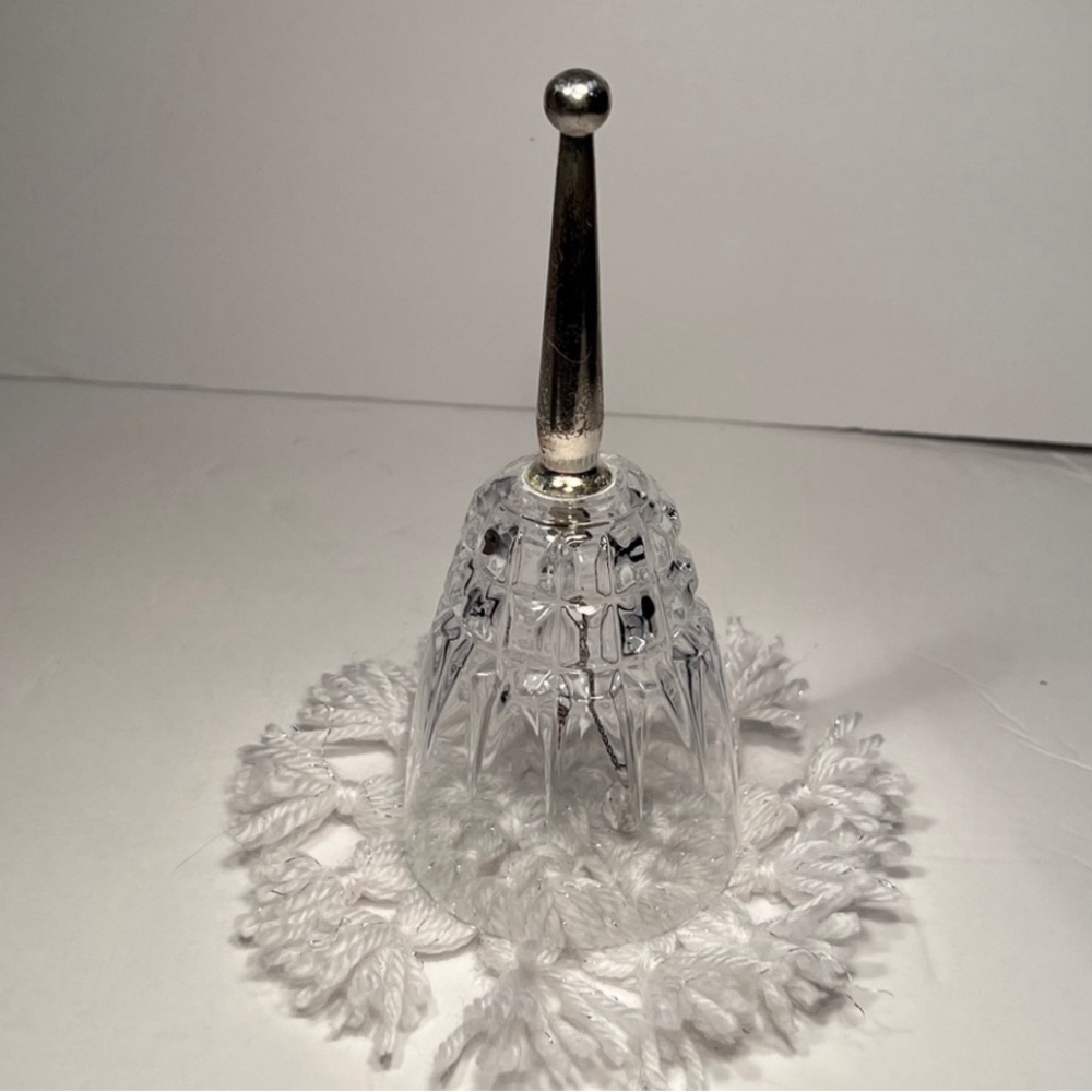 CRISTAL D'ARQUES-DURAND Vintage Pompadour Blown Glass Metal Handle Bell